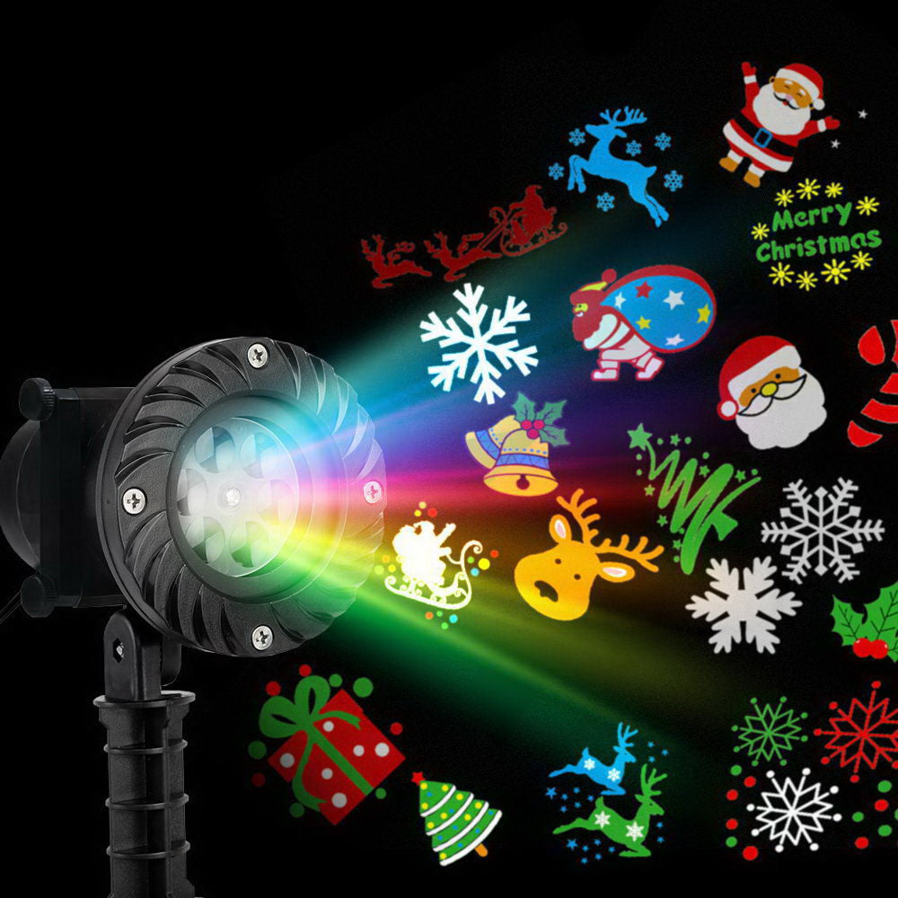 Christmas Light Projector | Jingle Jollys | Switchable Coloured Slides | Mains Powered