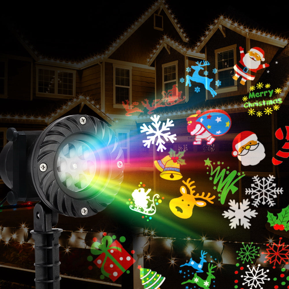 Christmas Light Projector | Jingle Jollys | Switchable Coloured Slides | Mains Powered