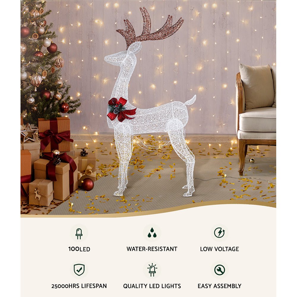 Christmas Reindeer Light Decoration | 100 LED |Jingle Jollys | 150cm | Mains Powered