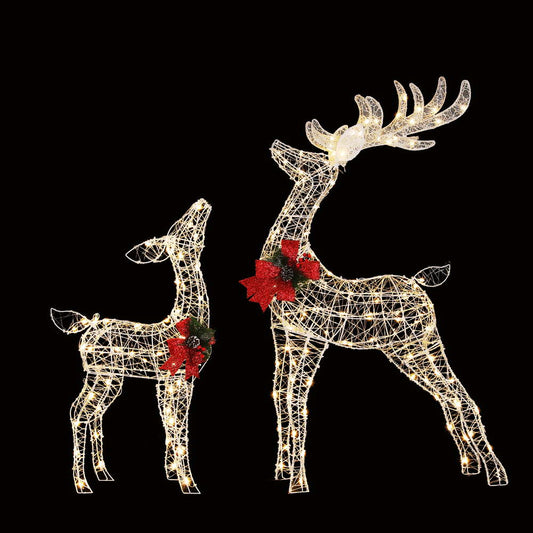 Large Two Christmas Reindeer Light Decoration | 170 LED | Jingle Jollys | 140cm | Mains Powered