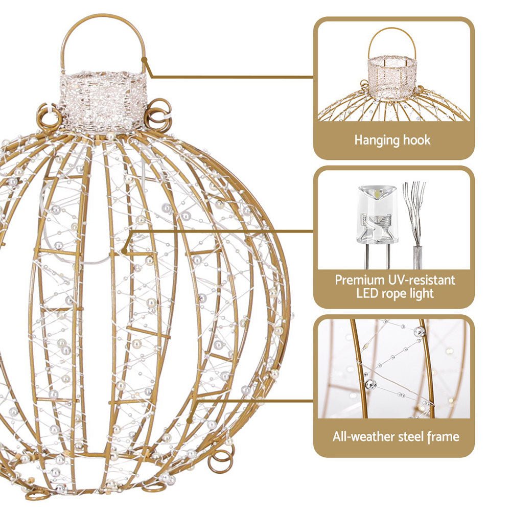 Three Christmas Baubles Light Decoration | 360 LED | Jingle Jollys | 62cm | Mains Powered