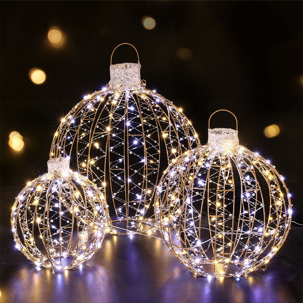 Three Christmas Baubles Light Decoration | 360 LED | Jingle Jollys | 62cm | Mains Powered