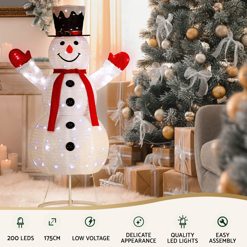 Christmas Snowman Light Decoration | 200 LED | Jingle Jollys | 175cm | Mains Powered