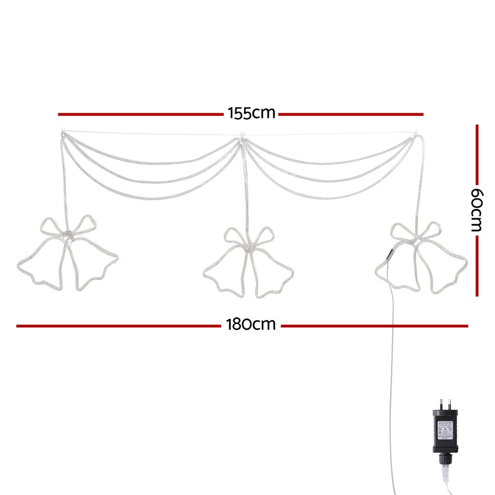 Christmas Bells Rope Light Decoration | 288 LED | Jingle Jollys | 180cm | Mains Powered