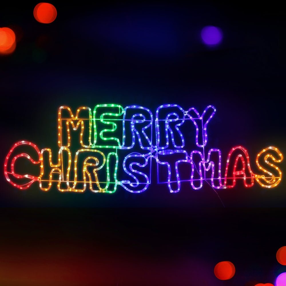 Merry Christmas Rope Light Decoration | 360 LED | Jingle Jollys | 160cm | Mains Powered