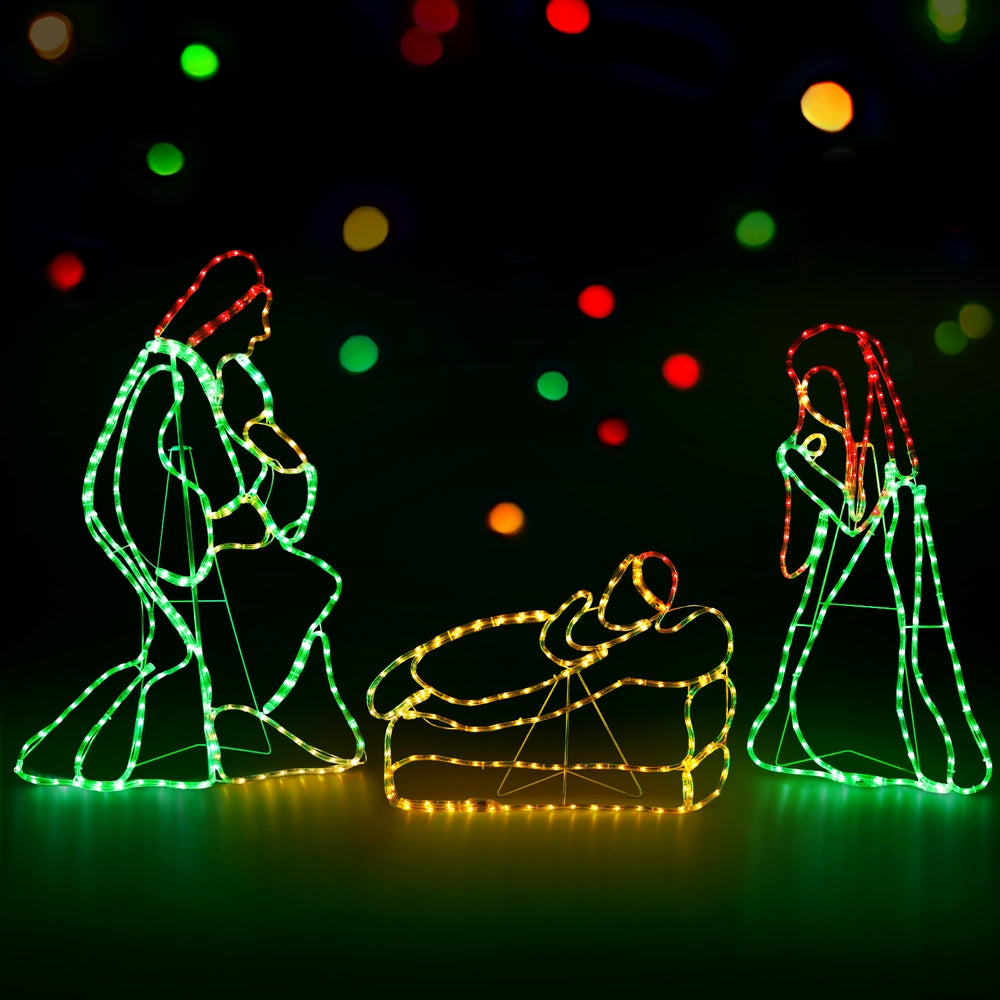 Christmas Manger Nativity Light Decoration | 552 LED | Jingle Jollys | 112cm | Mains Powered