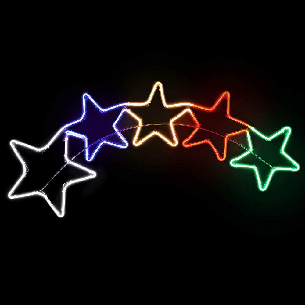 Rainbow Stars Rope Light Decoration | Jingle Jollys | 125cm | Mains Powered