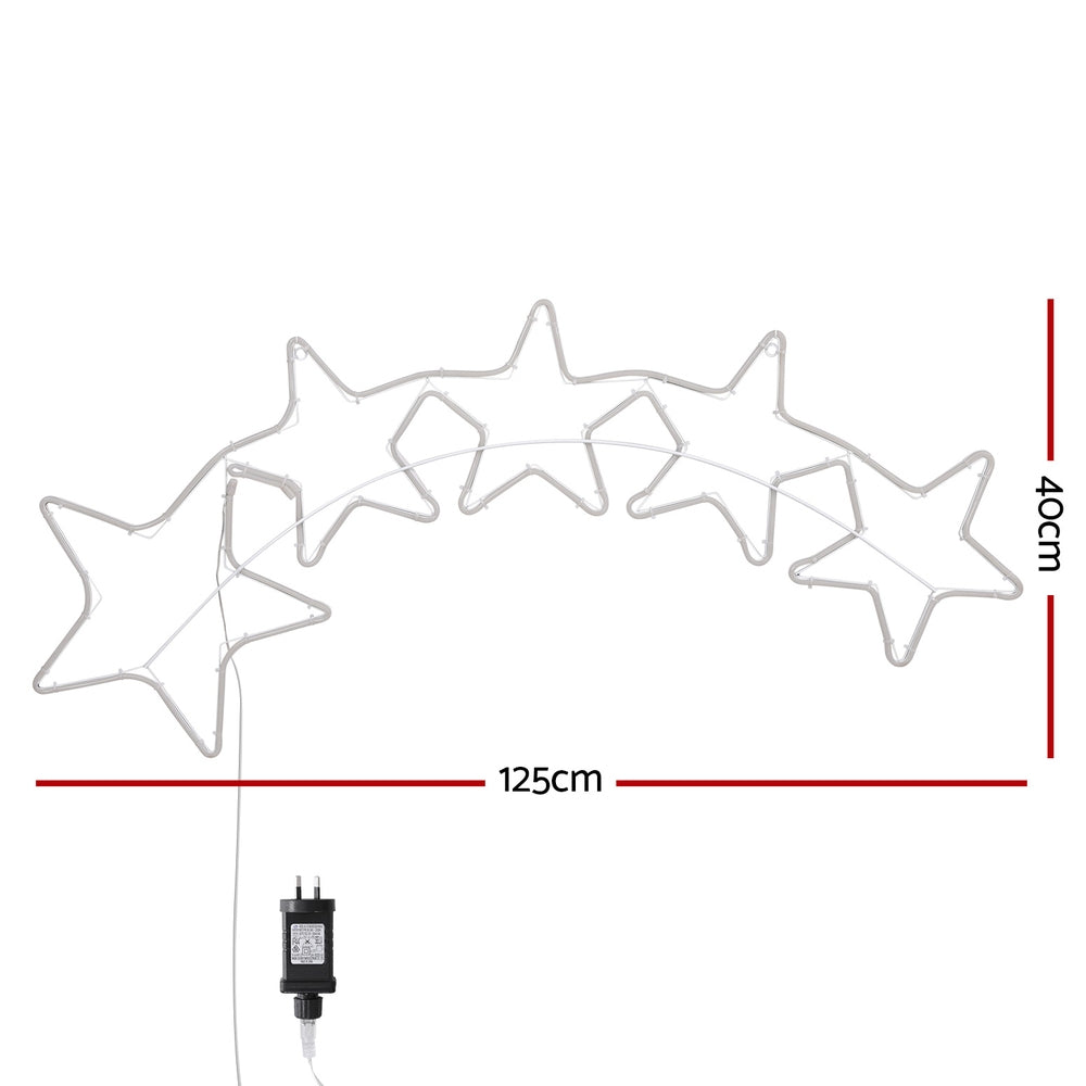 Rainbow Stars Rope Light Decoration | Jingle Jollys | 125cm | Mains Powered