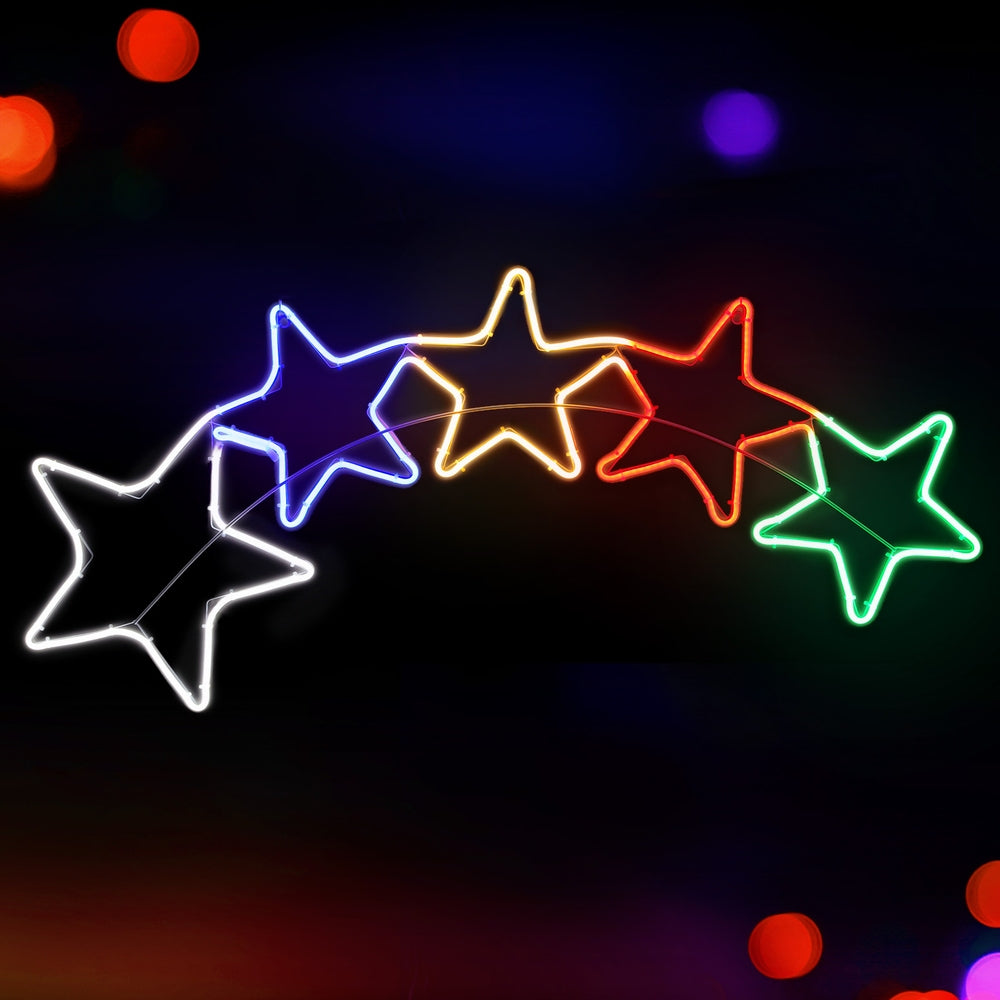 Rainbow Stars Rope Light Decoration | Jingle Jollys | 125cm | Mains Powered