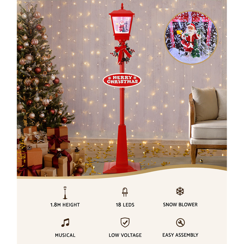 Christmas Lamp Post | Moving Snow, LED Lights & Music | Jingle Jollys | 1.8M | Mains Powered