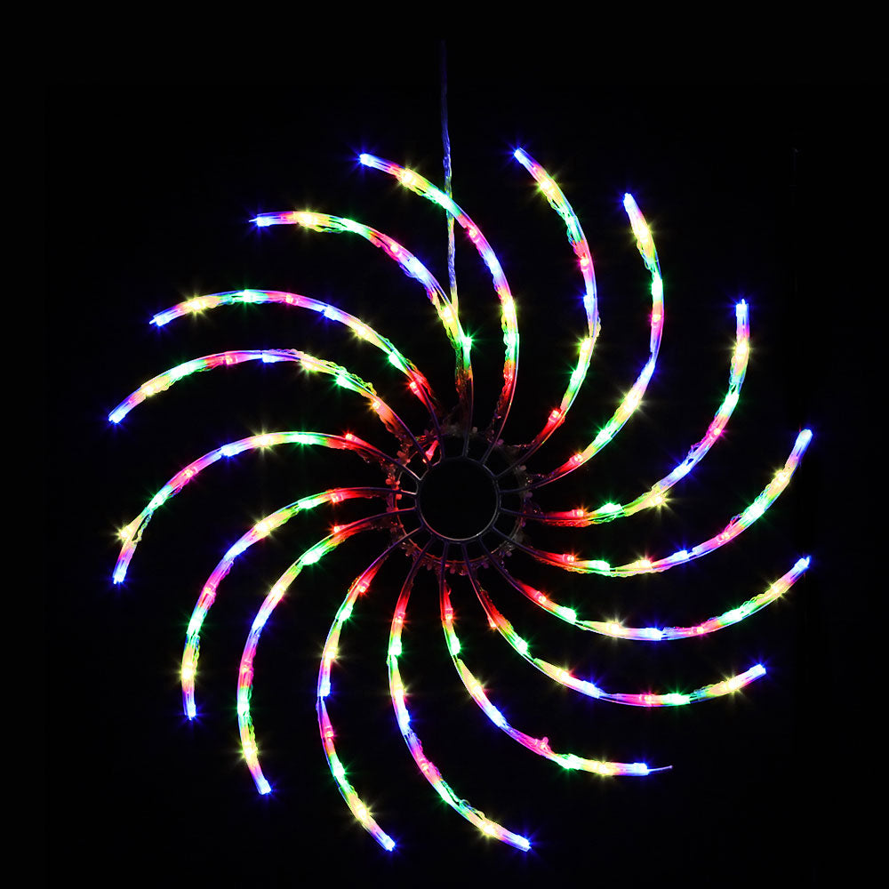 Christmas Spinning Wheel Light Decoration | 128 LED | Jingle Jollys | 50cm | Mains Powered