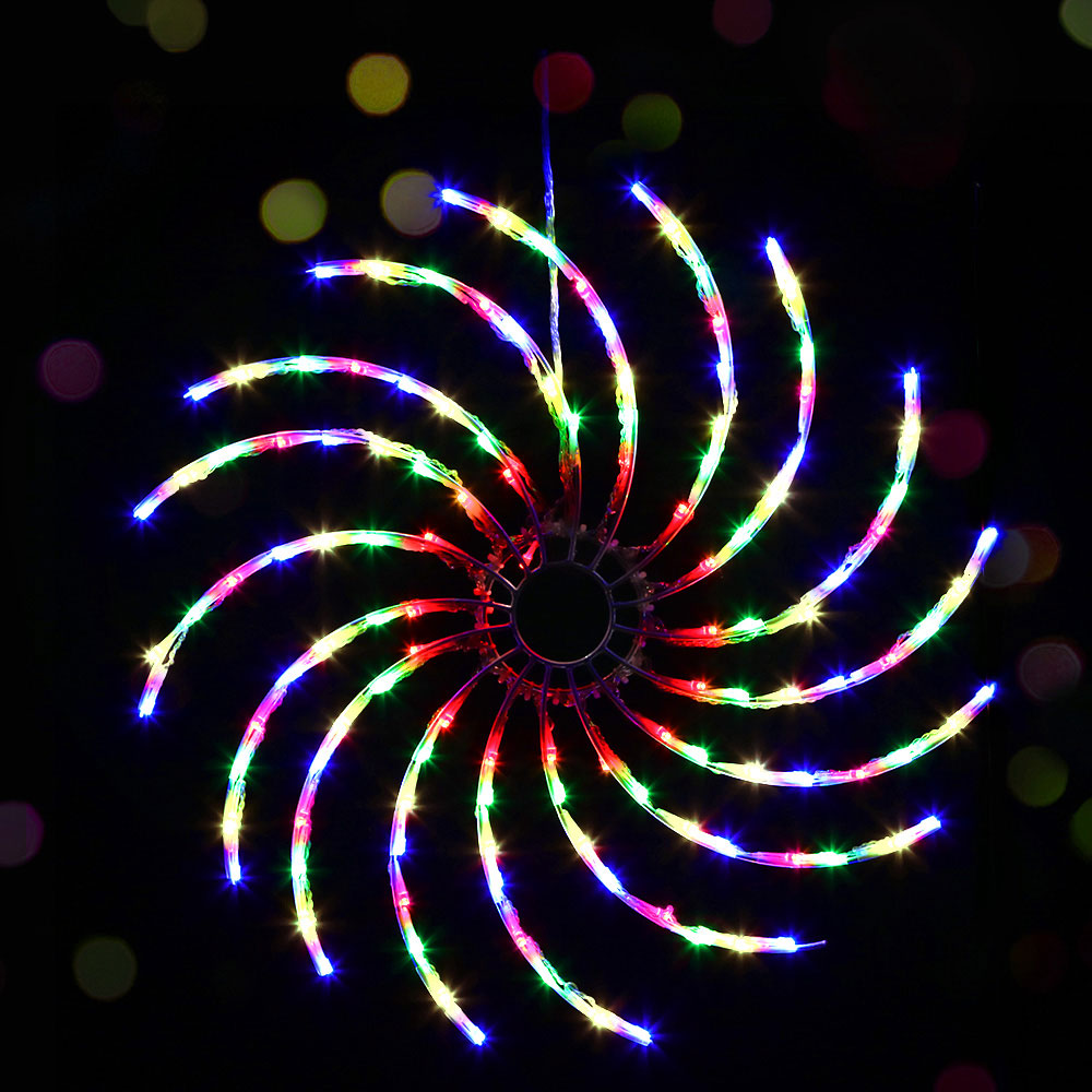 Christmas Spinning Wheel Light Decoration | 128 LED | Jingle Jollys | 50cm | Mains Powered