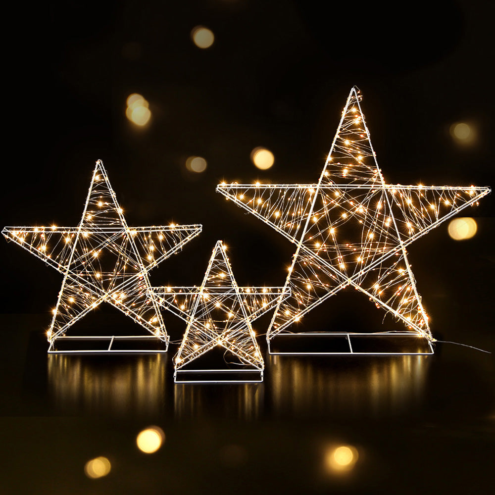 Three Christmas Stars Light Decoration | 900 LED | Jingle Jollys | 89cm | Mains Powered