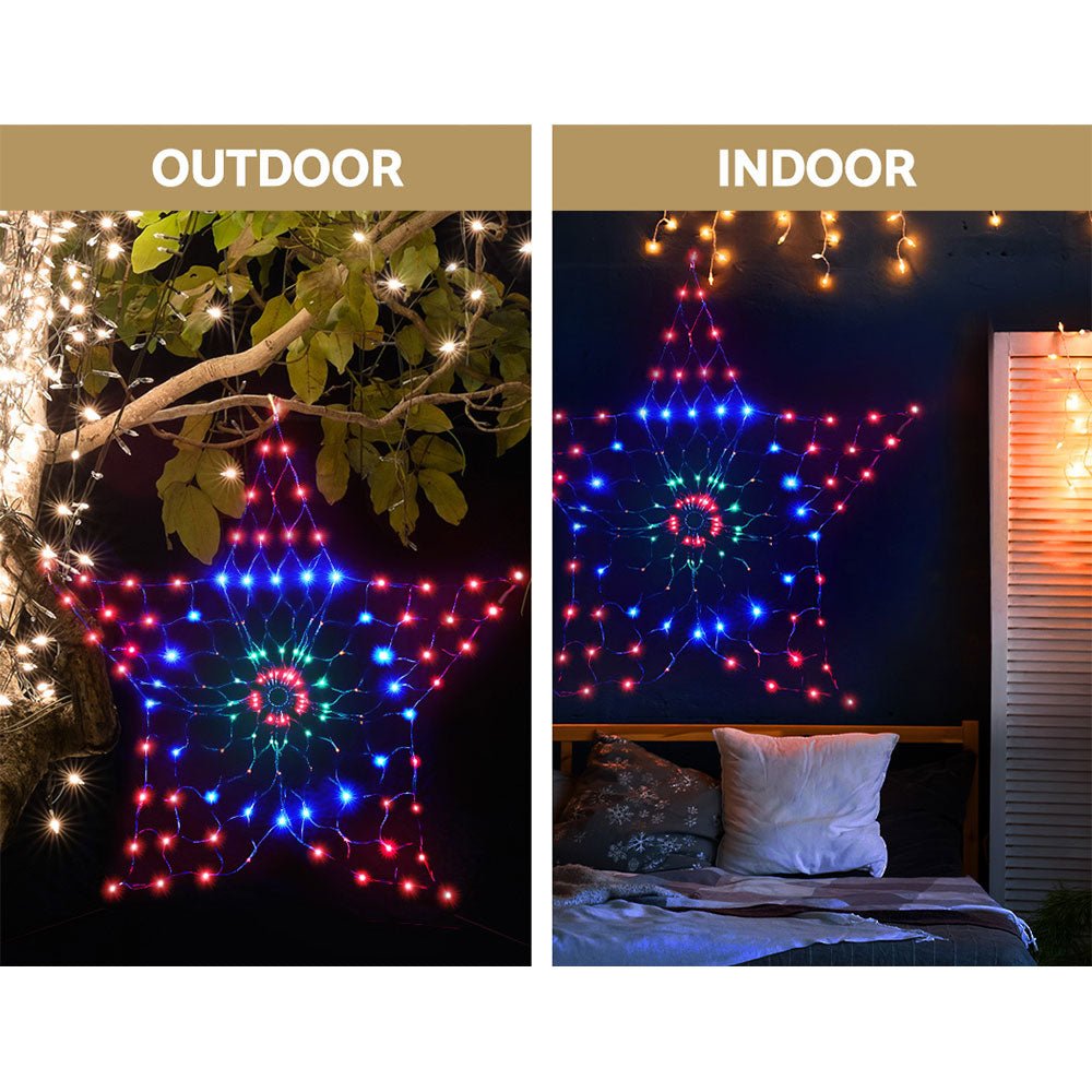 Christmas Star Light Curtain Decoration | 130 LED | Jingle Jollys | 130cm | Solar Powered