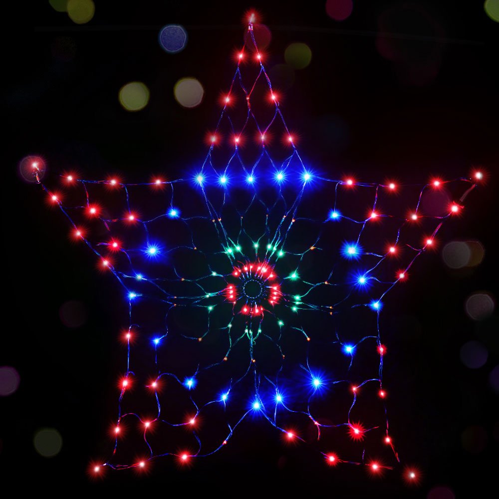 Christmas Star Light Curtain Decoration | 130 LED | Jingle Jollys | 130cm | Solar Powered