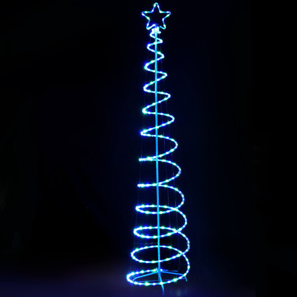 Christmas Tree Spiral Rope Light Decoration | Jingle Jollys | Changeable Colours | 2.4m | Solar Powered