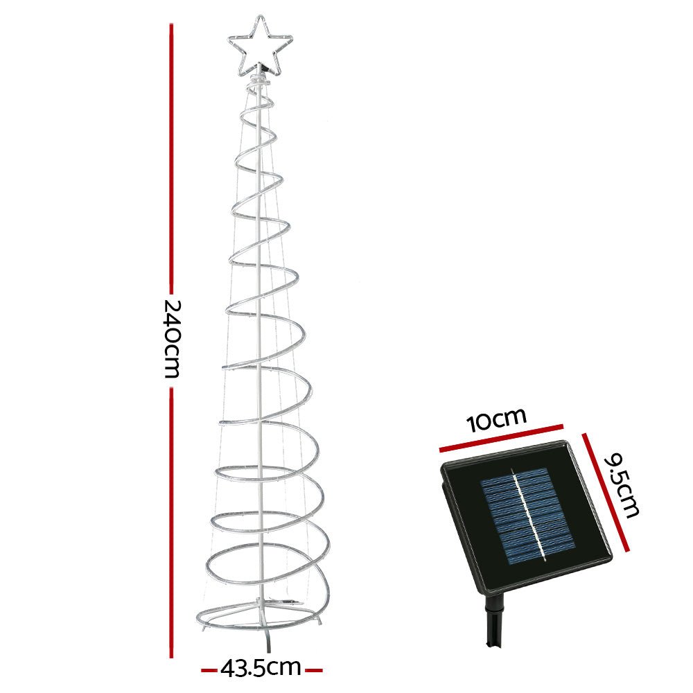 Christmas Tree Spiral Rope Light Decoration | Jingle Jollys | Changeable Colours | 2.4m | Solar Powered