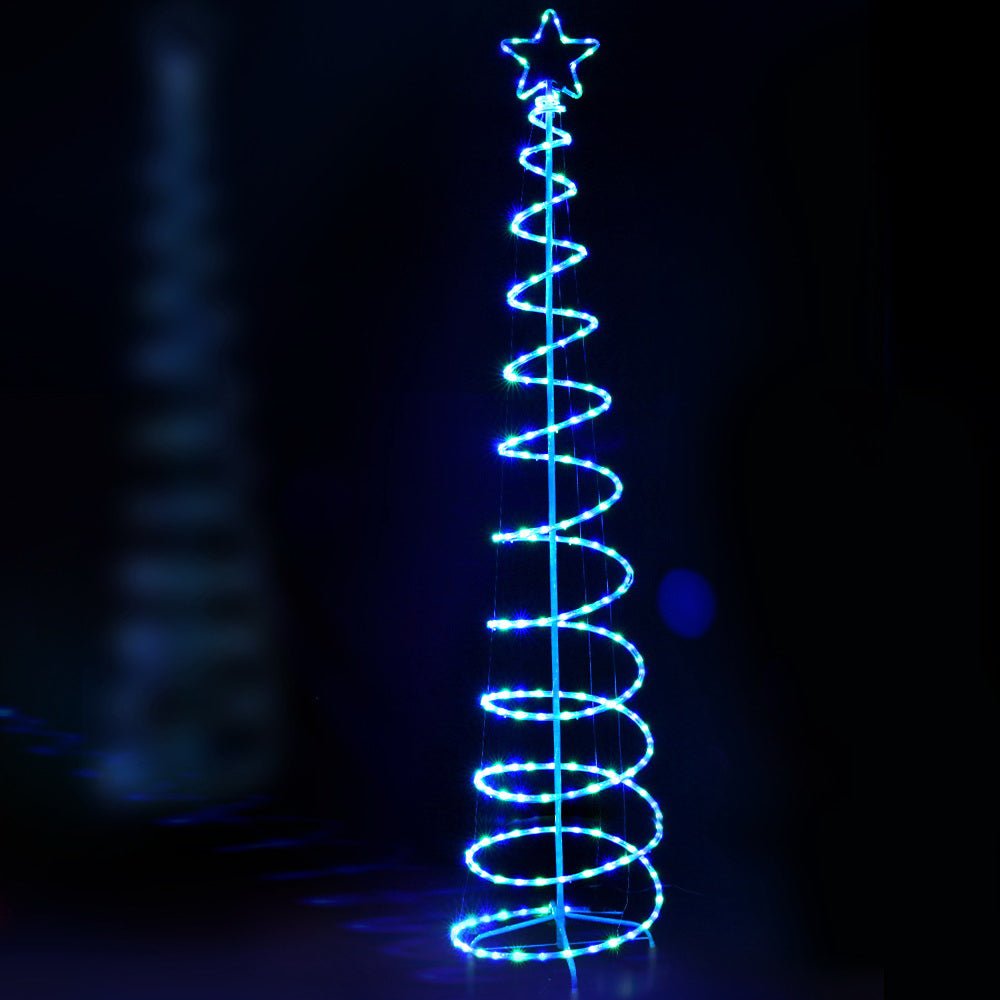 Christmas Tree Spiral Rope Light Decoration | Jingle Jollys | Changeable Colours | 2.4m | Solar Powered