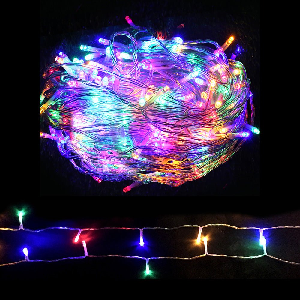 50m Jingle Jollys Christmas Lights String 500 LED Colourful Mains Powered