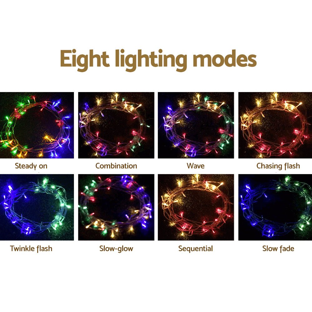 50m Jingle Jollys Christmas Lights String 500 LED Colourful Mains Powered