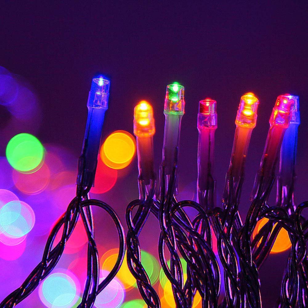 50m Jingle Jollys Christmas Lights String 500 LED Colourful Mains Powered