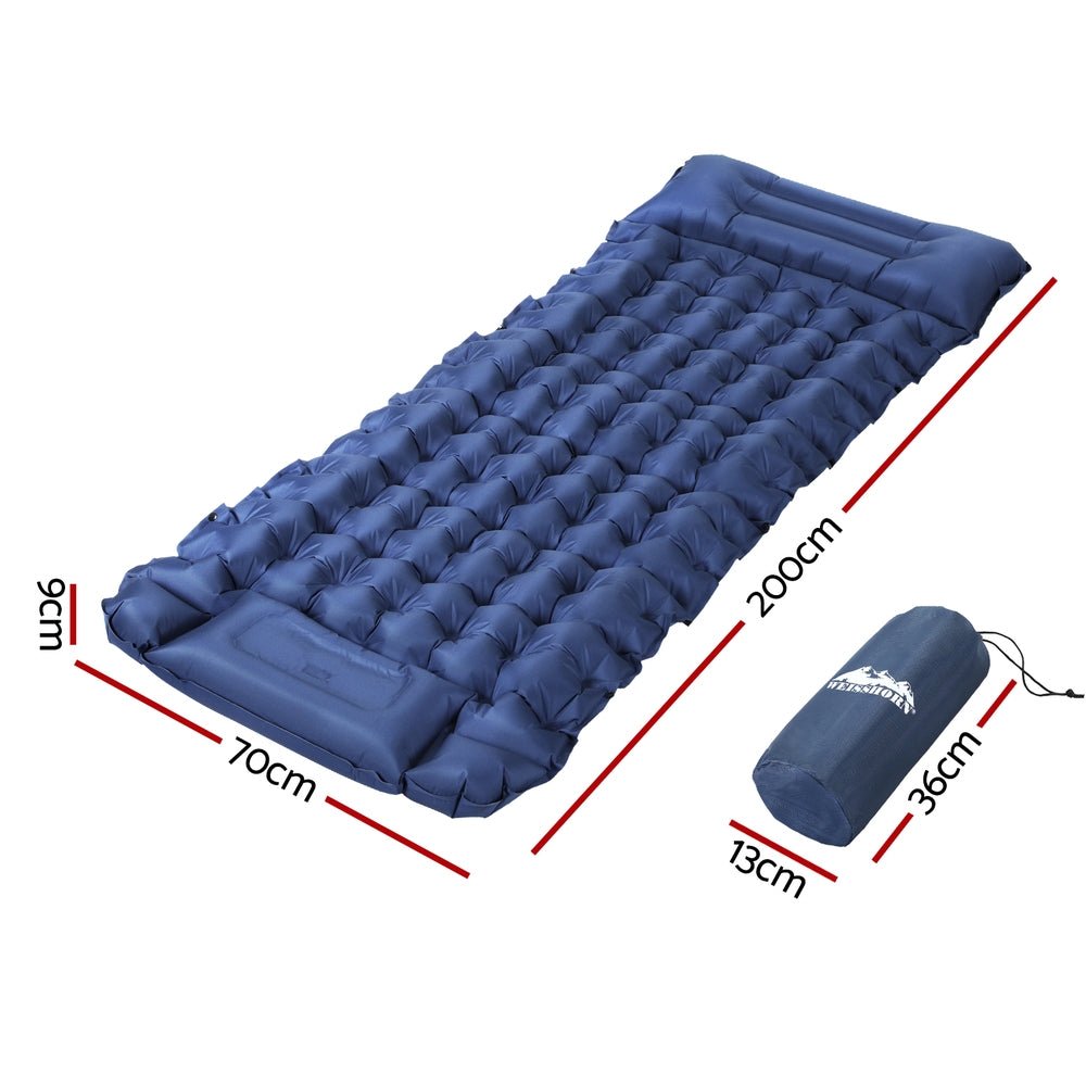 Air Mattress Self Inflating 9cm Camping Mat Air Bed Single Blue