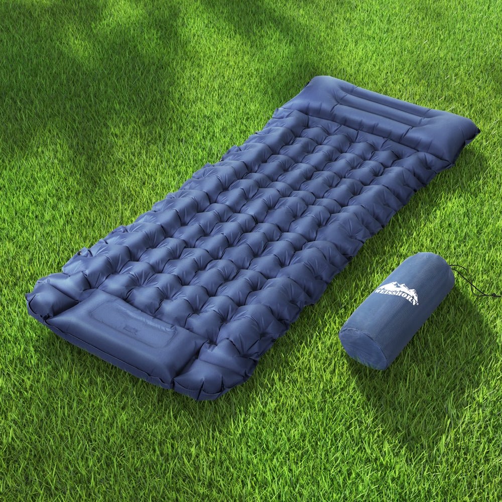 Air Mattress Self Inflating 9cm Camping Mat Air Bed Single Blue