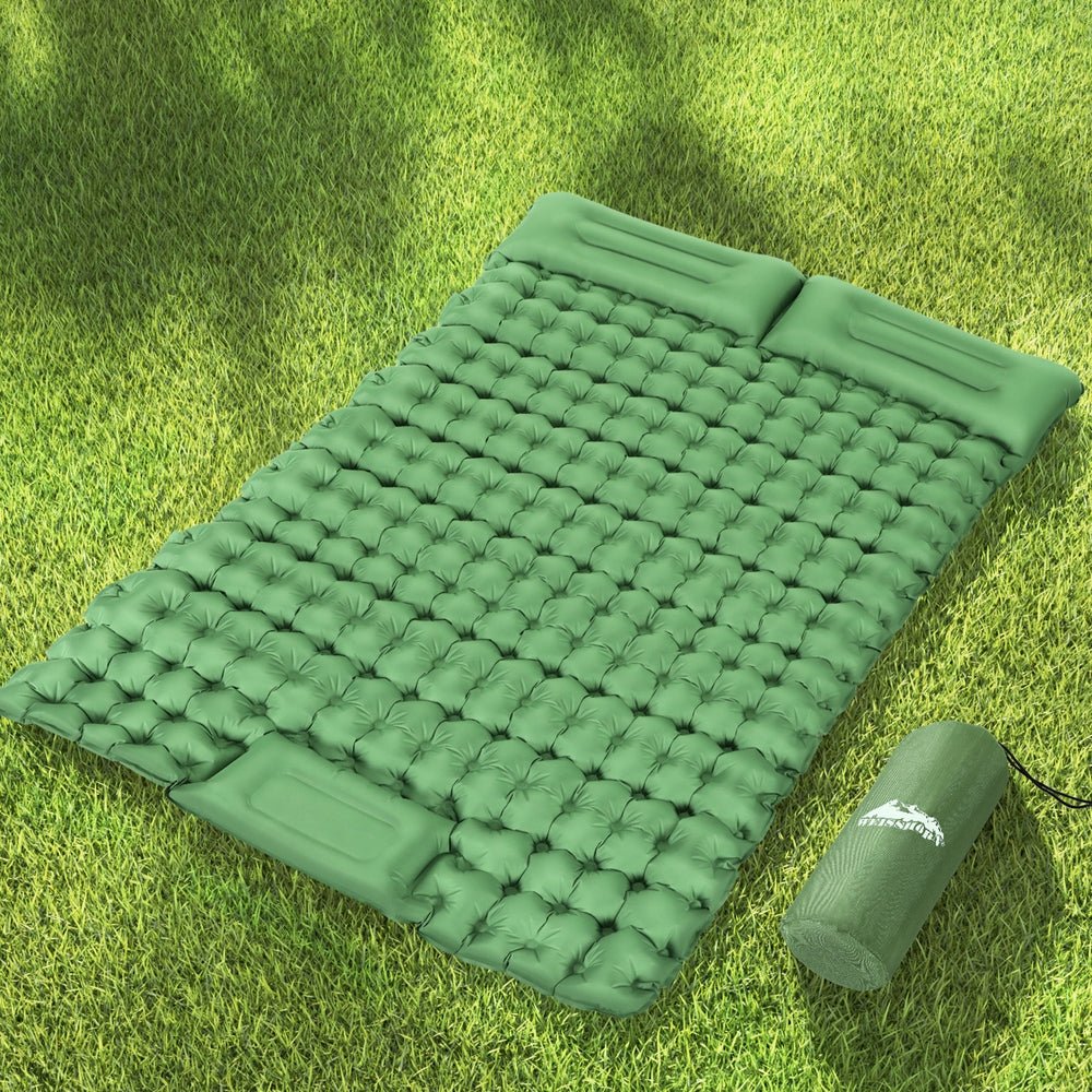 Air Mattress Self Inflating 9cm Camping Mat Air Bed Double Green