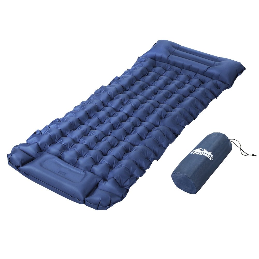 Air Mattress Self Inflating 9cm Camping Mat Air Bed Single Blue