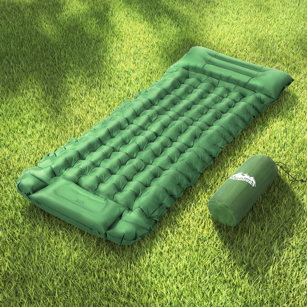 Air Mattress Self Inflating 9cm Camping Mat Air Bed Single Green