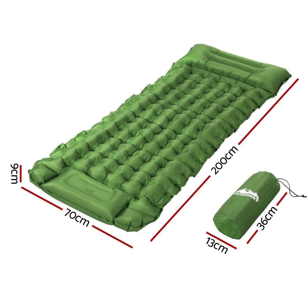 Air Mattress Self Inflating 9cm Camping Mat Air Bed Single Green