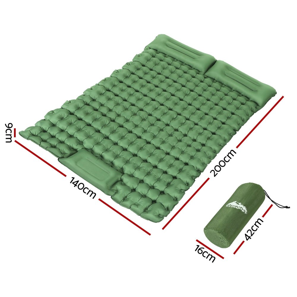 Air Mattress Self Inflating 9cm Camping Mat Air Bed Double Green