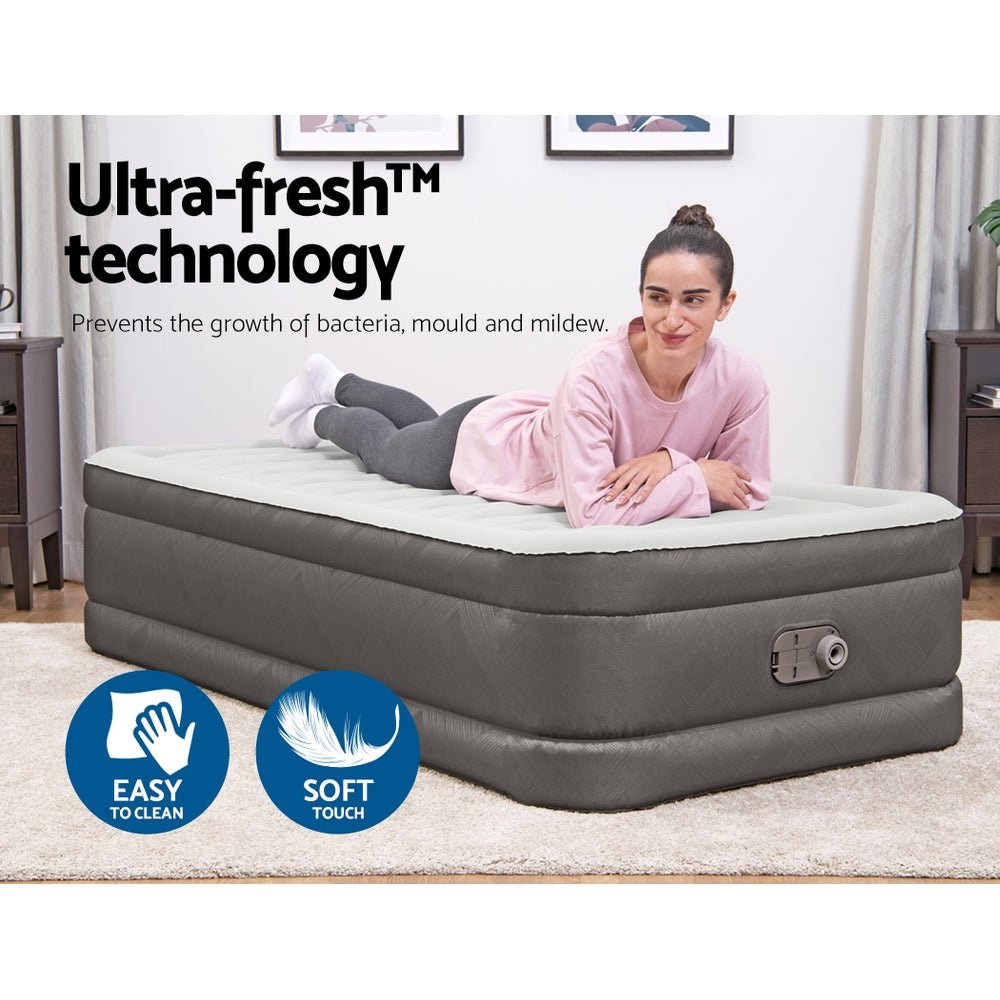 Air Mattress Single Inflatable Air Bed Airbed Grey