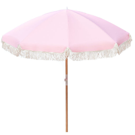 Beach Umbrella Luxury Outdoor with Tassels - Dusty Rose
