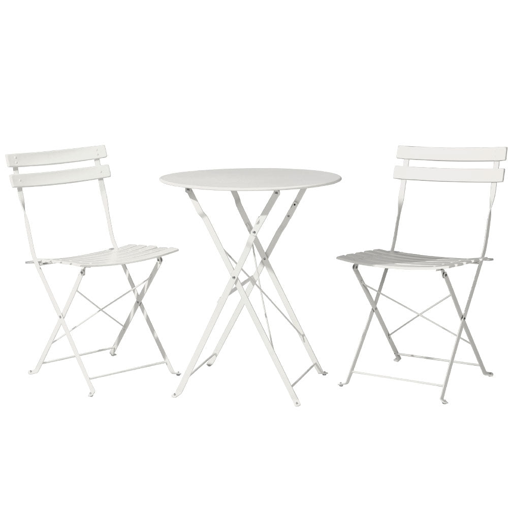 Outdoor Dining Setting 2 Seat Steel Bistro Set Patio Furniture White