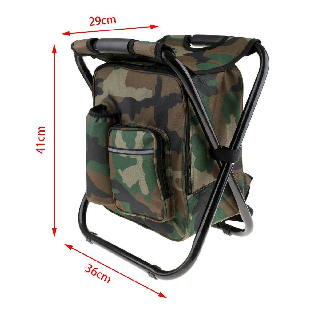 Camp Chair Folding Camping Stool Cooler Bag Backpack Green