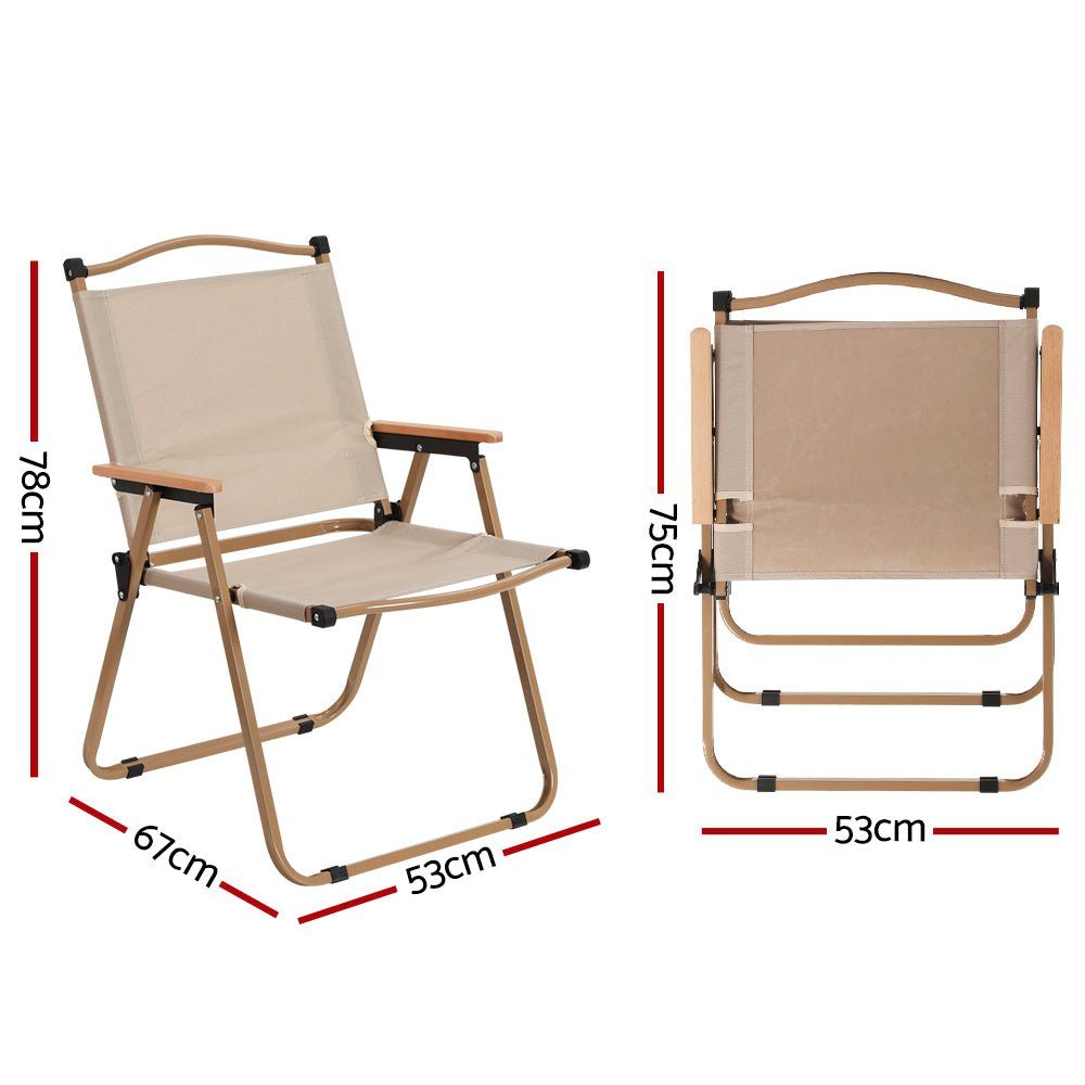 Camp Chair Lightweight Steel Folding Camping Gold Natural