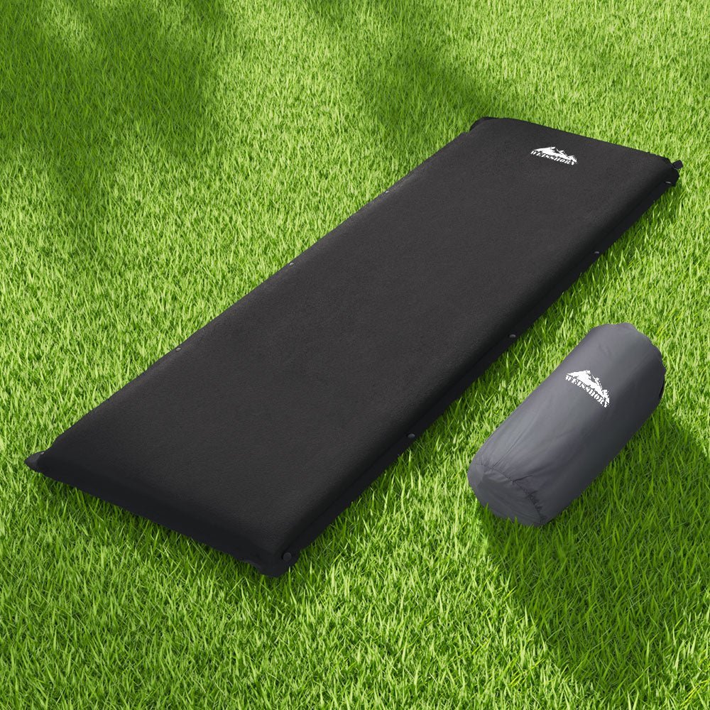 Camping Mat Self Inflating Air Mattress Air Bed Single Black