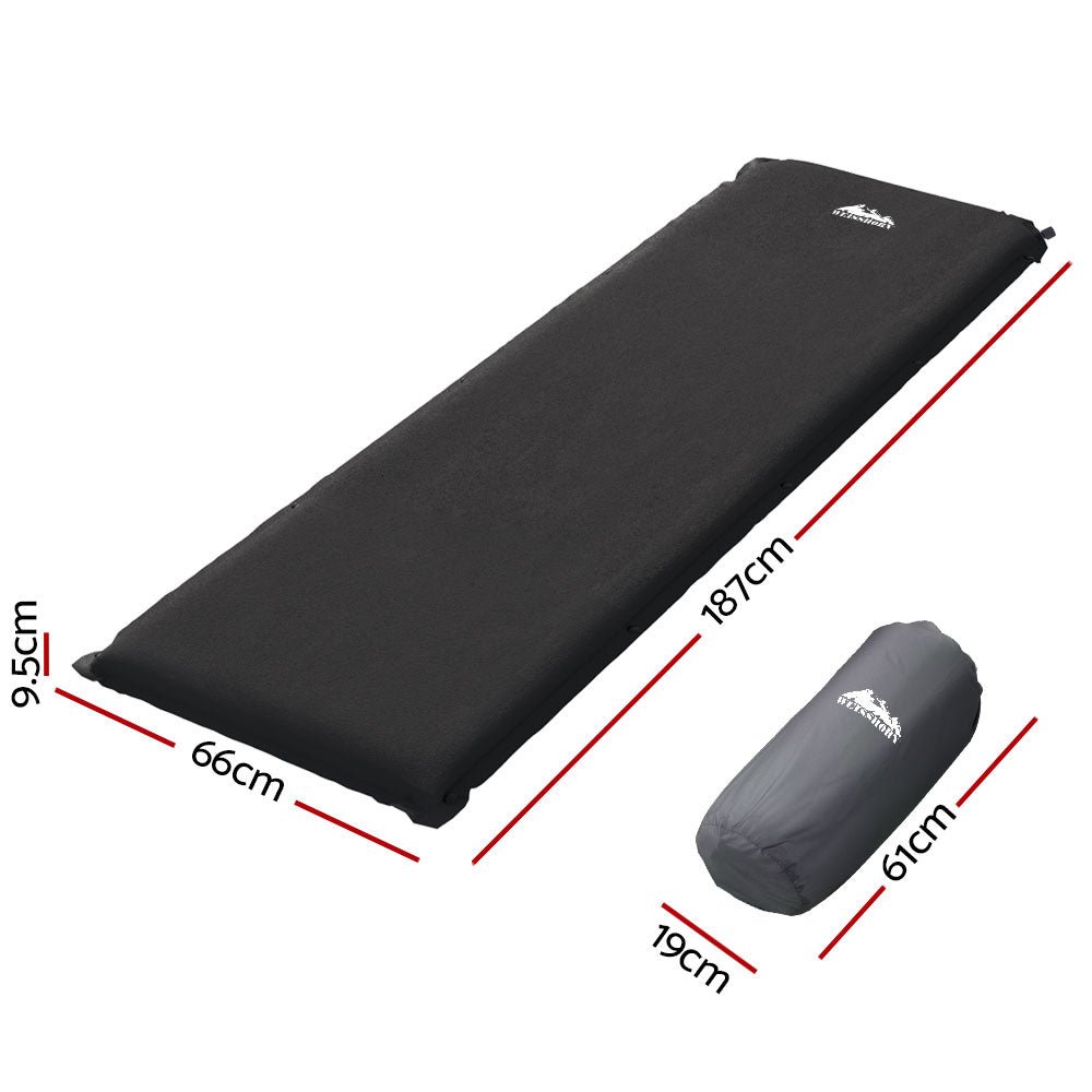 Camping Mat Self Inflating Air Mattress Air Bed Single Black