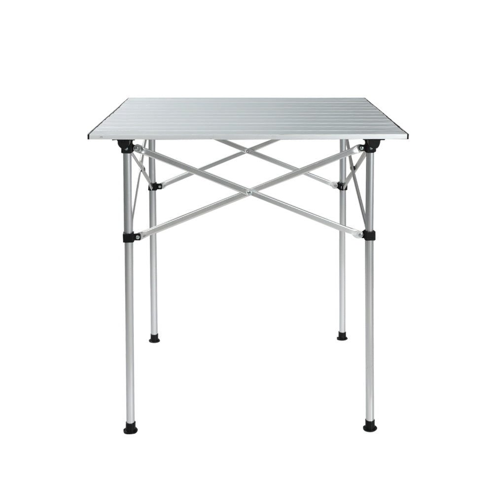 Camping Table Roll Up Aluminum Portable Desk Picnic 70cm Square Top