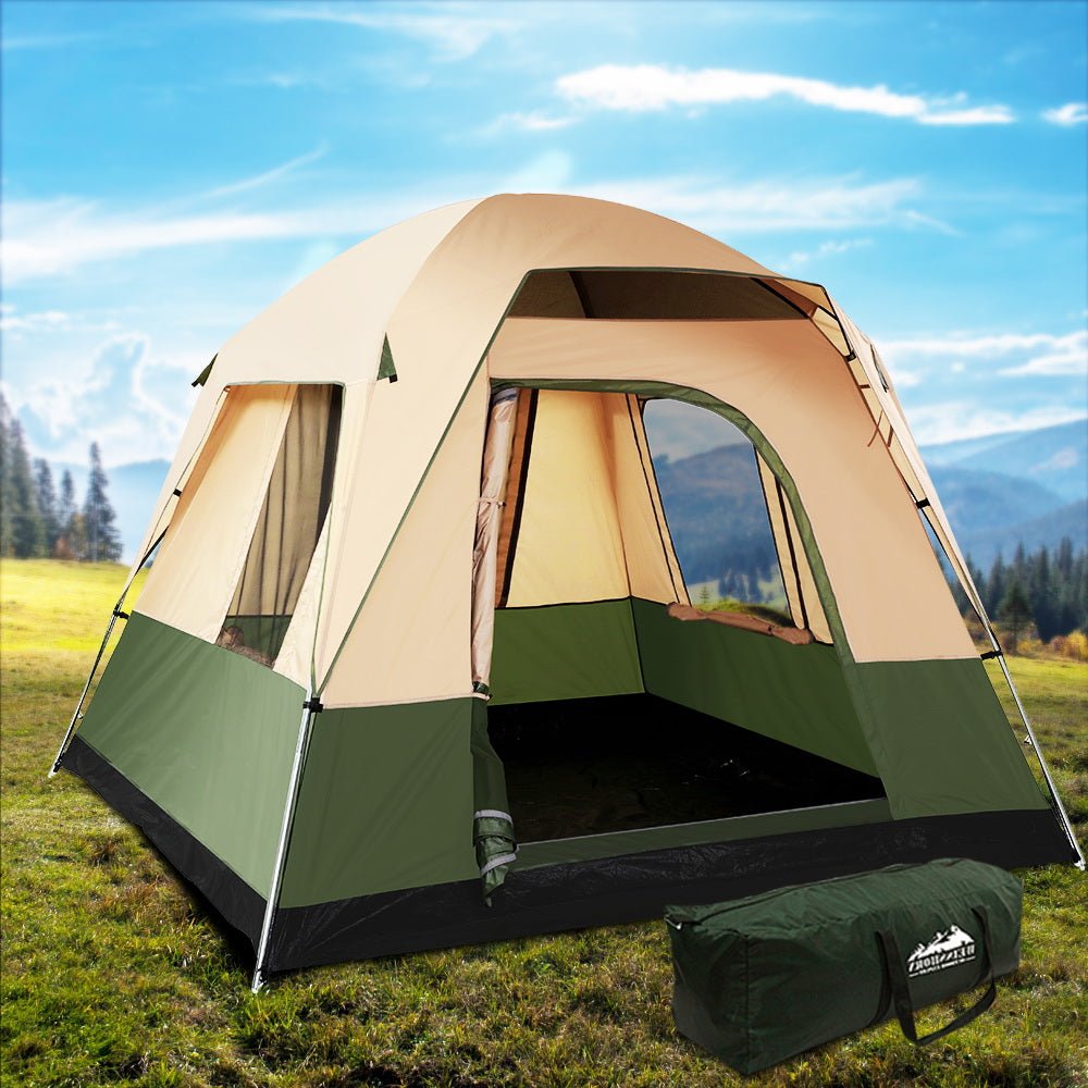Camping Tent 4 Person Weisshorn Family Hiking Beach Tents Green