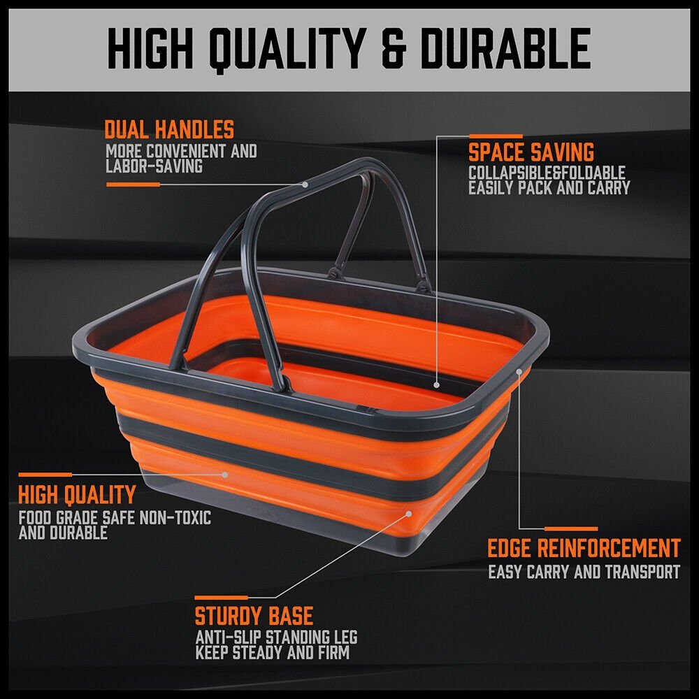 Collapsible Sink 16L Large Portable Basket Wash Basin Outdoor Camping