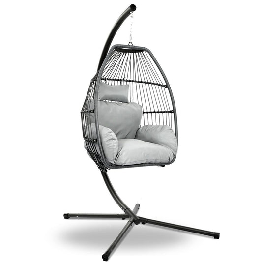 Egg Chair Outdoor Hanging Swing Chair with Stand Grey