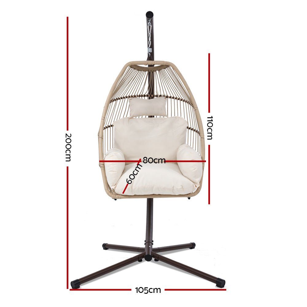 Egg Chair Outdoor Hanging Swing Chair with Stand Natural