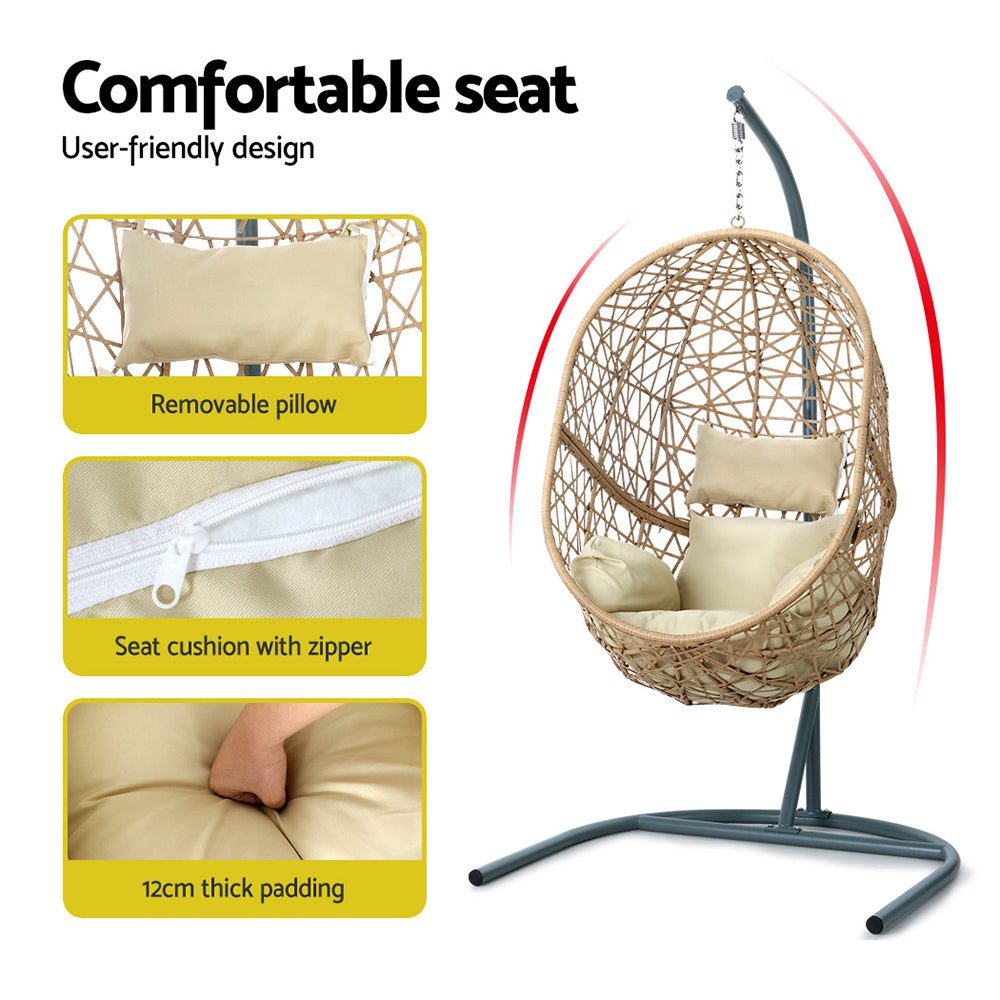 Egg Chair Outdoor Swing Chair Natural with Stand