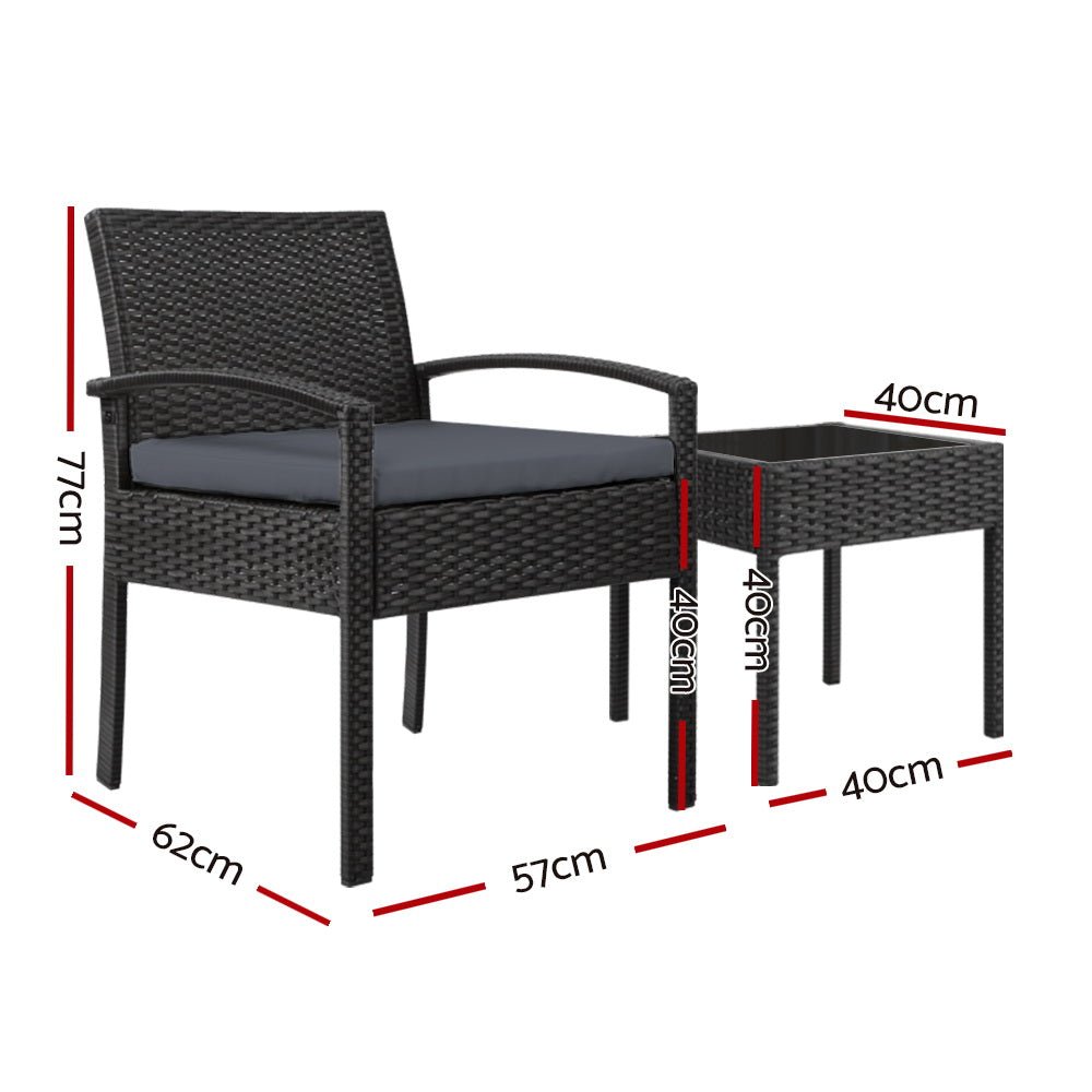 Patio Set 2 Seat Gardeon Outdoor Furniture Lounge Setting Black