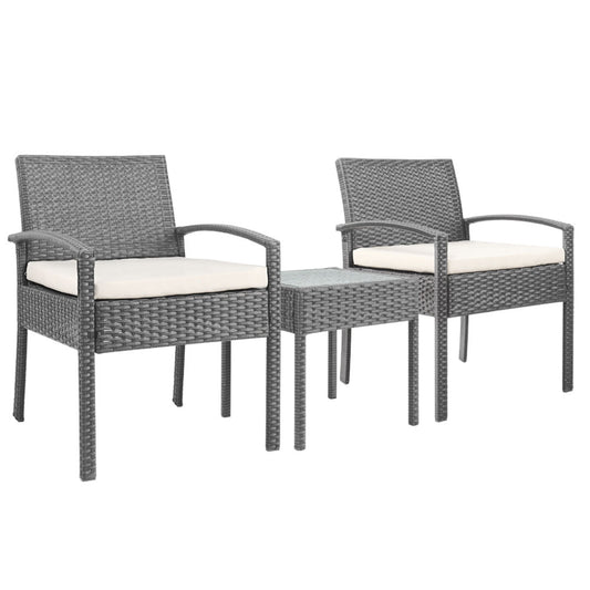 Patio Set 2 Seat Gardeon Outdoor Furniture Lounge Setting Chair Grey