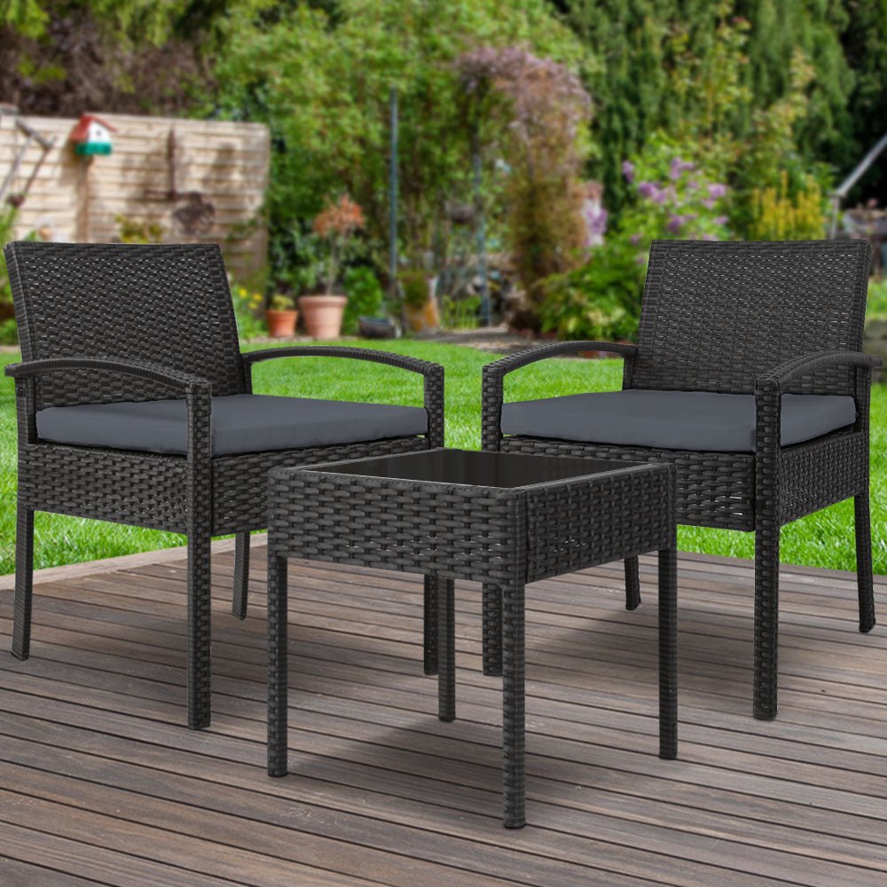 Patio Set 2 Seat Gardeon Outdoor Furniture Lounge Setting Black