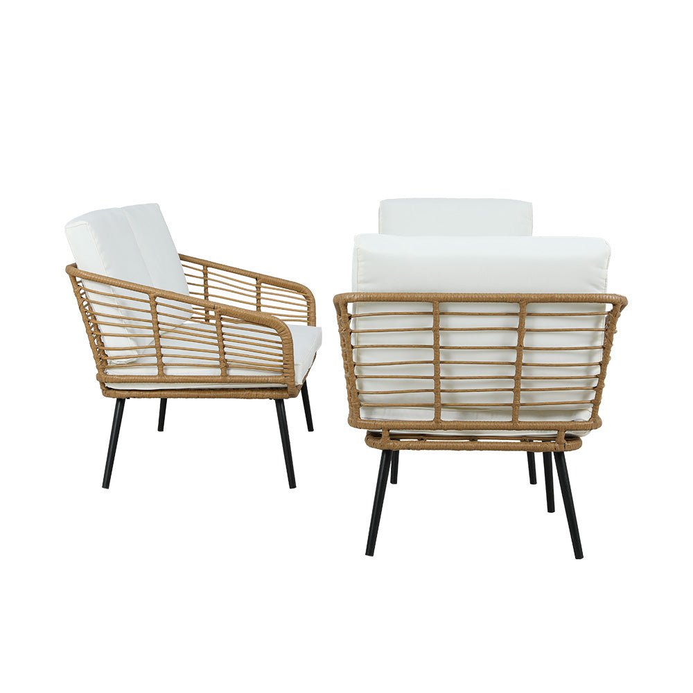 Outdoor Lounge Setting | Rattan 4-Piece Outdoor Sofa | Table Chairs | Gardeon | Oak