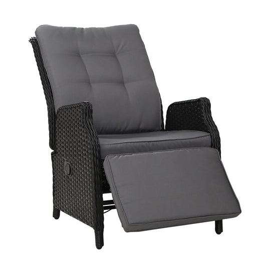 Outdoor Recliner Chair Gardeon Lounge Furniture Patio Adjustable Black